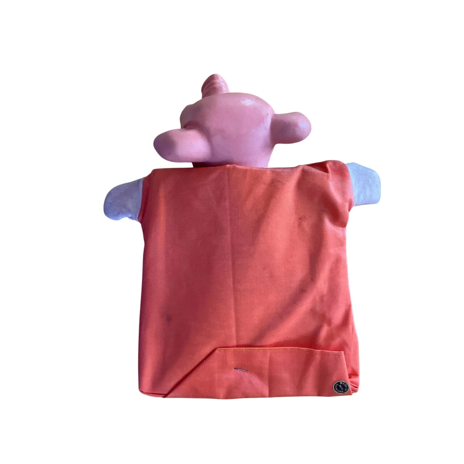 Vintage Pig Hand Puppet Wearing Orange Outfit with Green Three Leaf Clover - A+ Stuff - Puppets & Marionettes - A+ Stuff