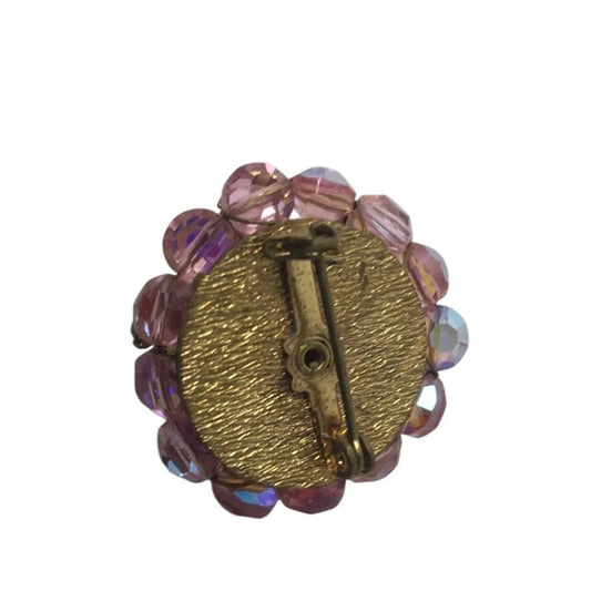 Vintage Pink Crystal Cluster Flower Brooch Pin - A+ Stuff - pin - A+ Stuff