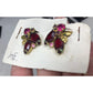 Vintage Pink Marquise Rhinestone Gold Tone Clip On Earrings - A+ Stuff - Earrings - A+ Stuff