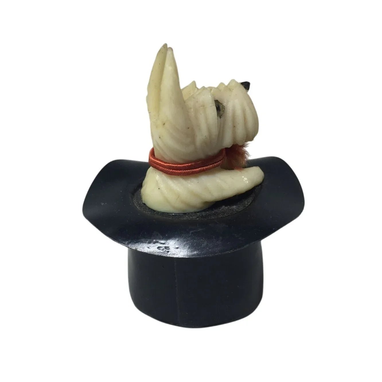 Vintage Plastic White Terrier Dog in Black Top Hat Figurine - A+ Stuff - Figurines - A+ Stuff