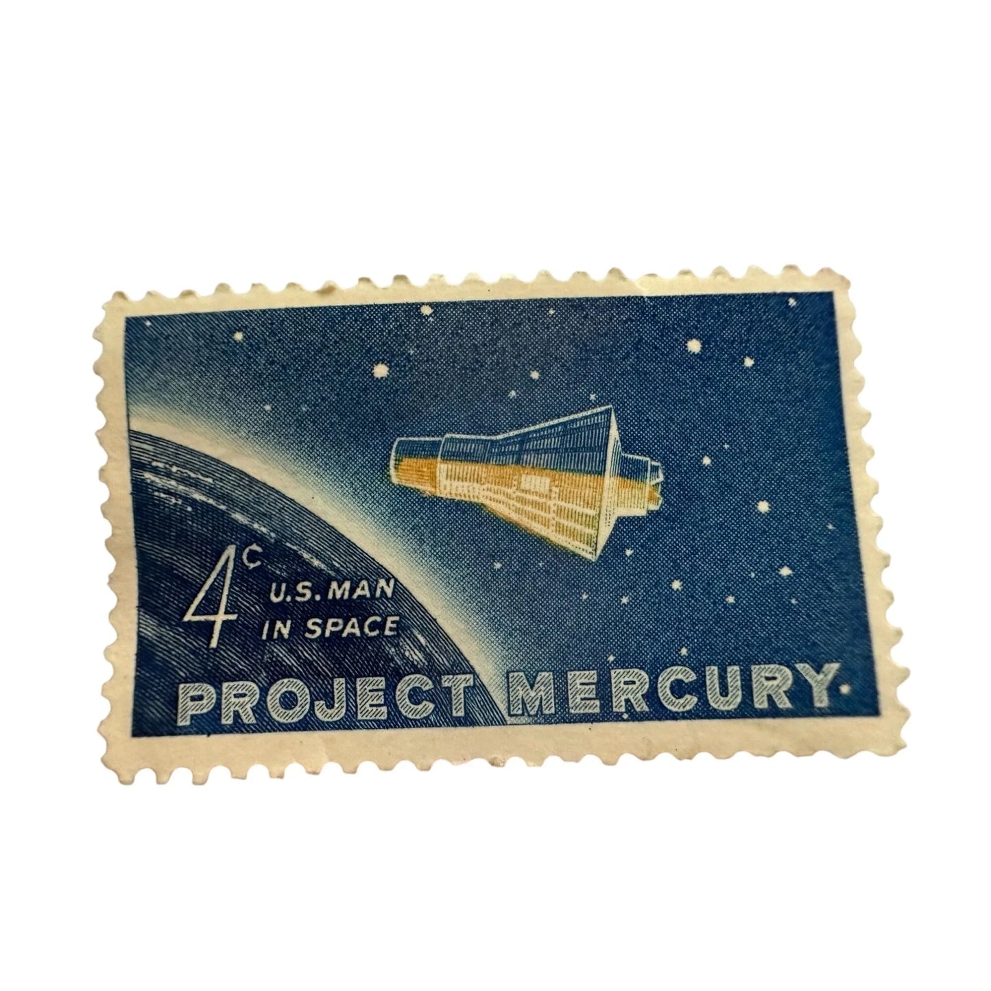 Vintage Postage Stamp - 4 Cent U.S. Man in Space Project Mercury - A+ Stuff - Stamp - A+ Stuff