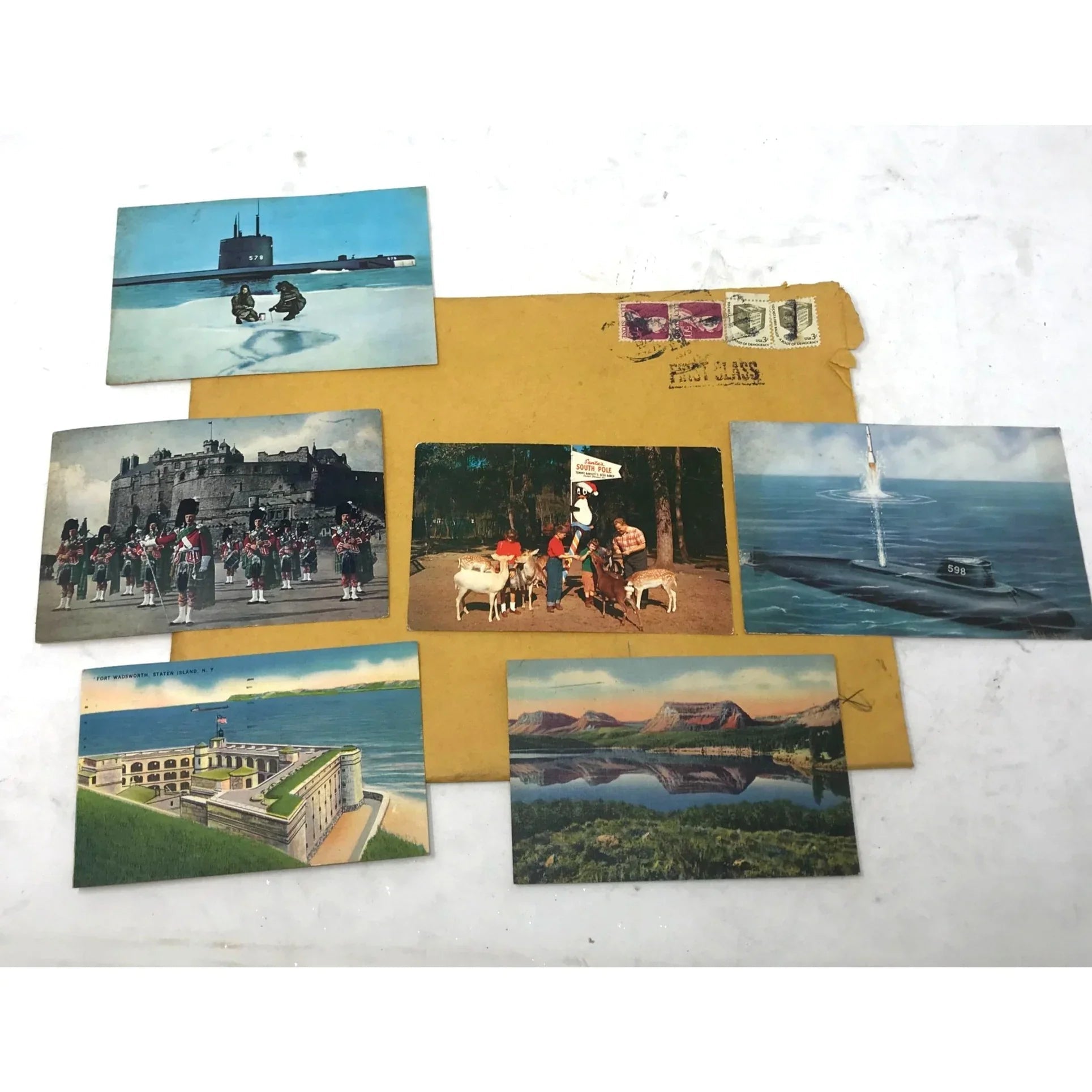 Vintage Postcards Trappers Lake, Nabisco Defenders, 1950s w Stamps - National Biscuit Co (Nabisco) - Postcards - A+ Stuff