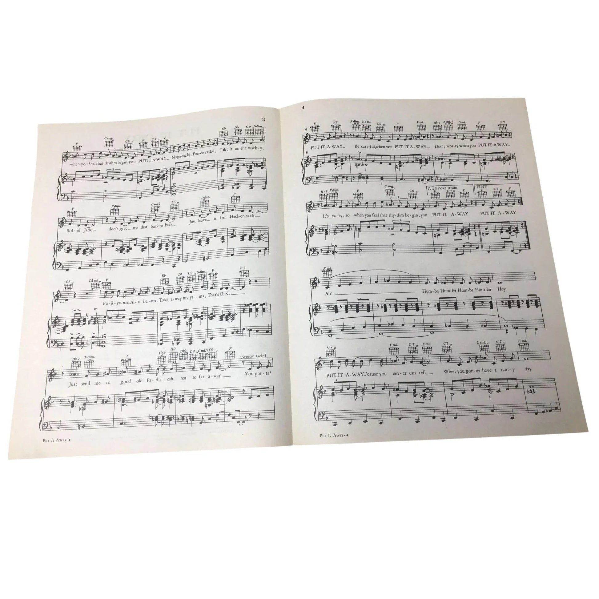 Vintage 'PUT IT AWAY' Sheet Music - unbranded - SHEET MUSIC - A+ Stuff