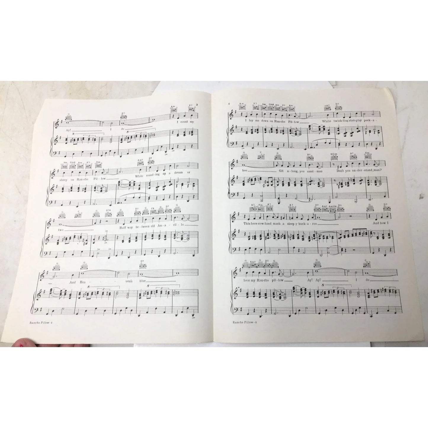 Vintage 'RANCHO PILLOW' Sheet Music - unbranded - SHEET MUSIC - A+ Stuff