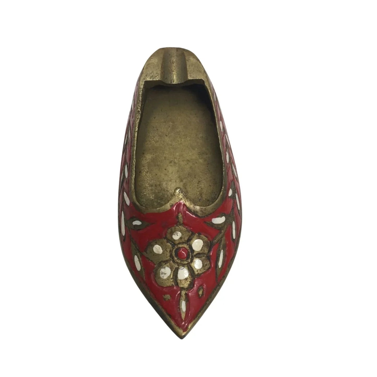 Vintage Red/Gold Brass Ashtray with Floral Patterned - A+ Stuff - Collectibles - A+ Stuff