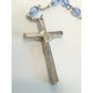 Vintage Religious Rosary with Virgin Mary and Jesus Medal and Blue Clear Beads - A+ Stuff - Religious Items - A+ Stuff