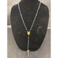 Vintage Religious Rosary with Virgin Mary and Jesus Medal and Blue Clear Beads - A+ Stuff - Religious Items - A+ Stuff