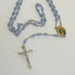 Vintage Religious Rosary with Virgin Mary and Jesus Medal and Blue Clear Beads - A+ Stuff - Religious Items - A+ Stuff