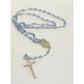 Vintage Religious Rosary with Virgin Mary and Jesus Medal and Blue Clear Beads - A+ Stuff - Religious Items - A+ Stuff