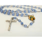 Vintage Religious Rosary with Virgin Mary and Jesus Medal and Blue Clear Beads - A+ Stuff - Religious Items - A+ Stuff
