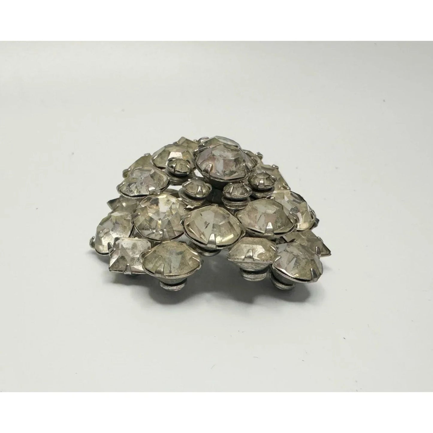Vintage Rhinestone Cluster Dome Silver Tone Brooch Pin - A+ Stuff - Brooch - A+ Stuff