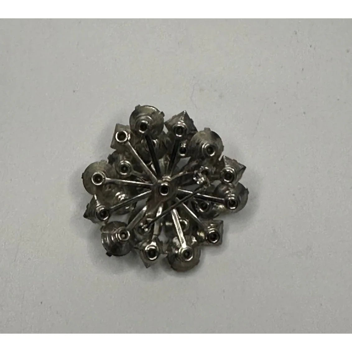 Vintage Rhinestone Cluster Dome Silver Tone Brooch Pin - A+ Stuff - Brooch - A+ Stuff