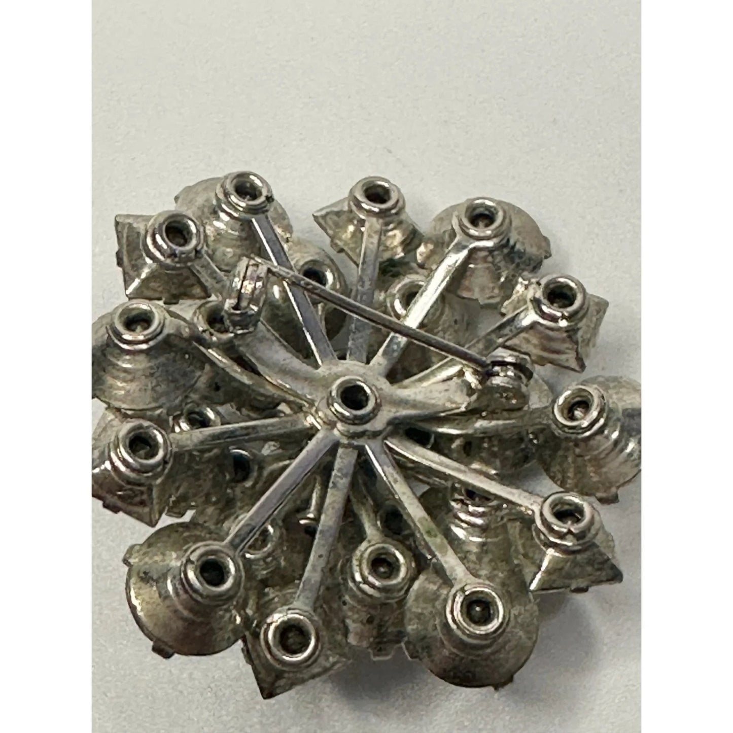 Vintage Rhinestone Cluster Dome Silver Tone Brooch Pin - A+ Stuff - Brooch - A+ Stuff