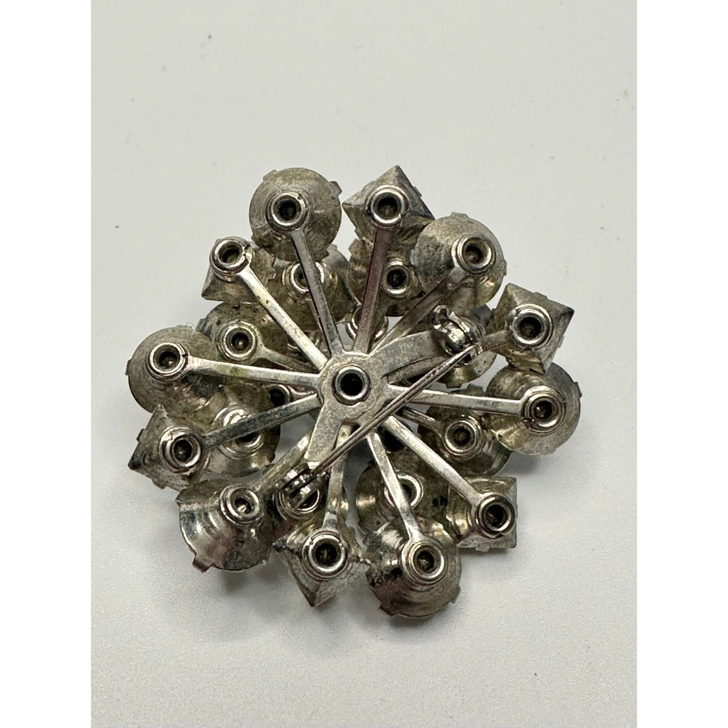 Vintage Rhinestone Cluster Dome Silver Tone Brooch Pin - A+ Stuff - Brooch - A+ Stuff