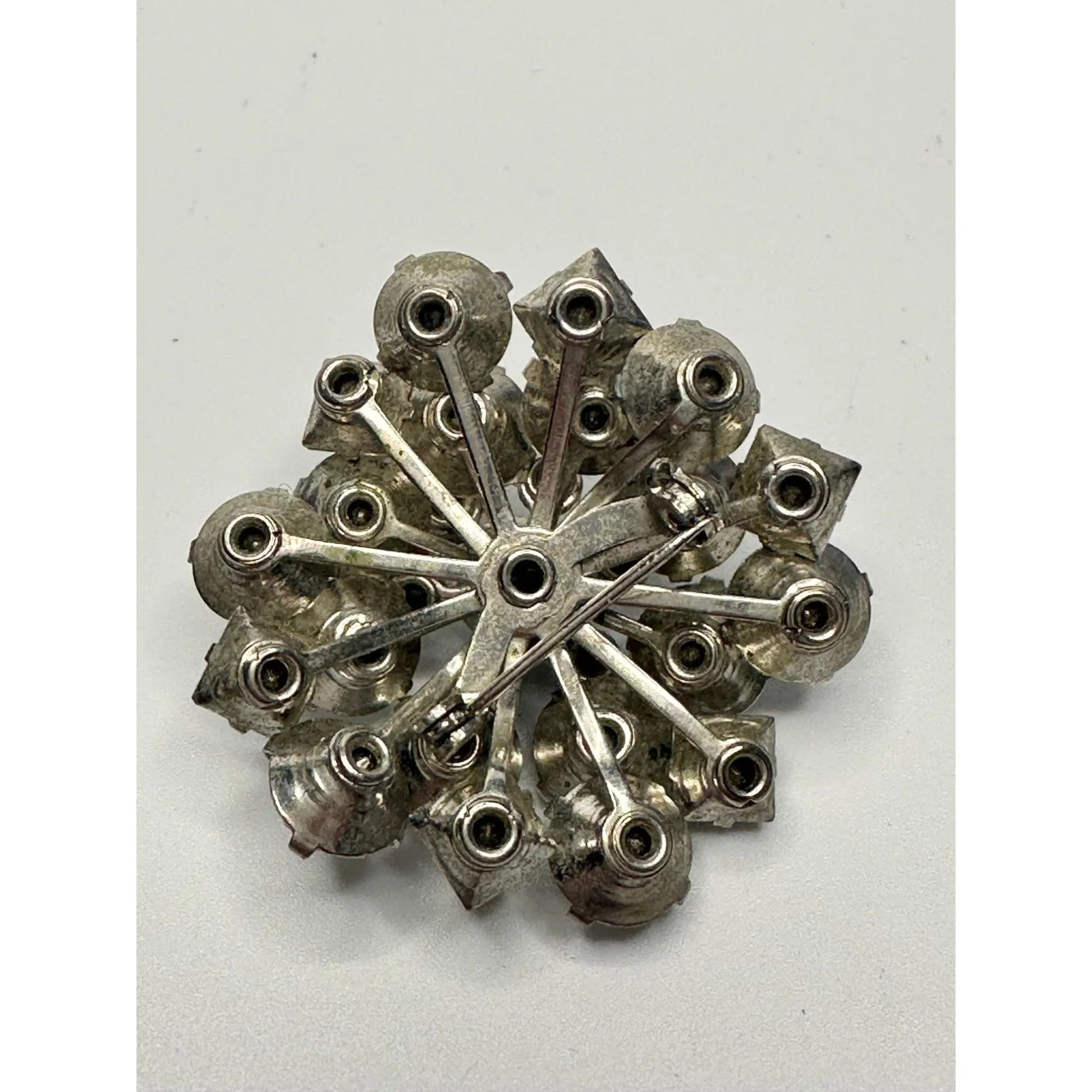Vintage Rhinestone Cluster Dome Silver Tone Brooch Pin - A+ Stuff - Brooch - A+ Stuff