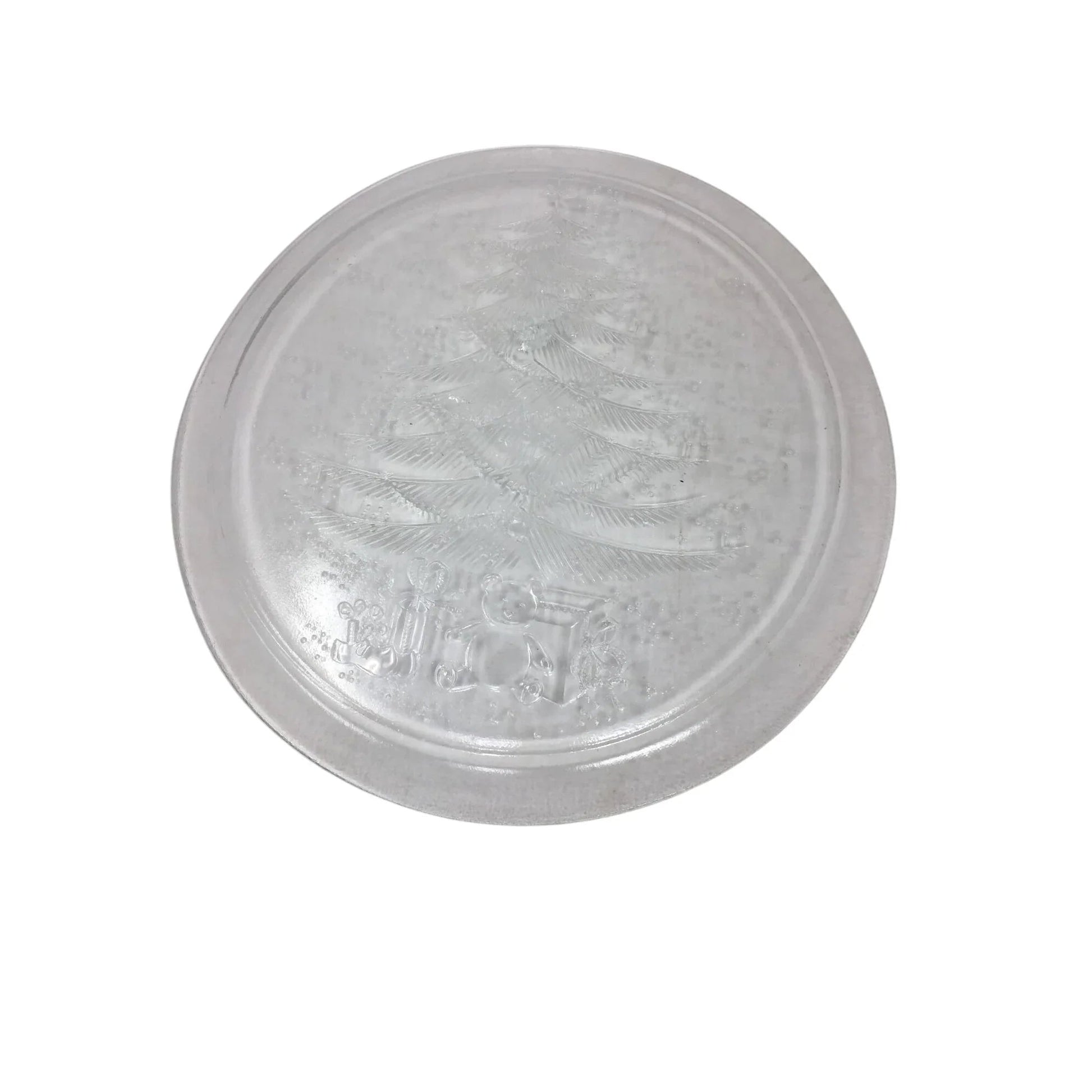 Vintage Round Clear Glass Christmas Tree Holiday Plate/Platter - A+ Stuff