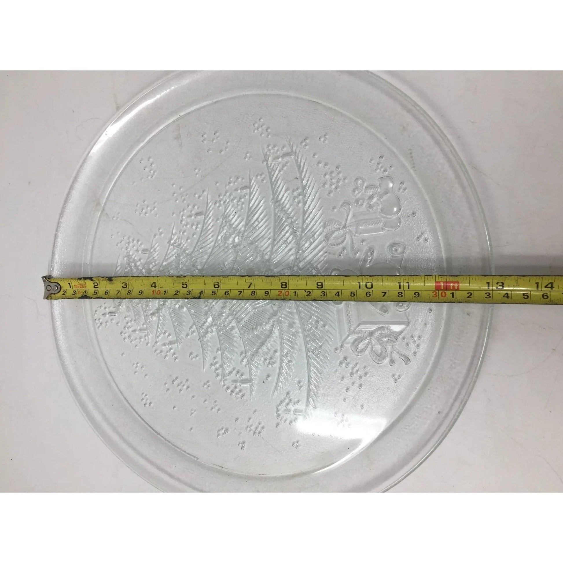 Vintage Round Clear Glass Christmas Tree Holiday Plate/Platter - A+ Stuff