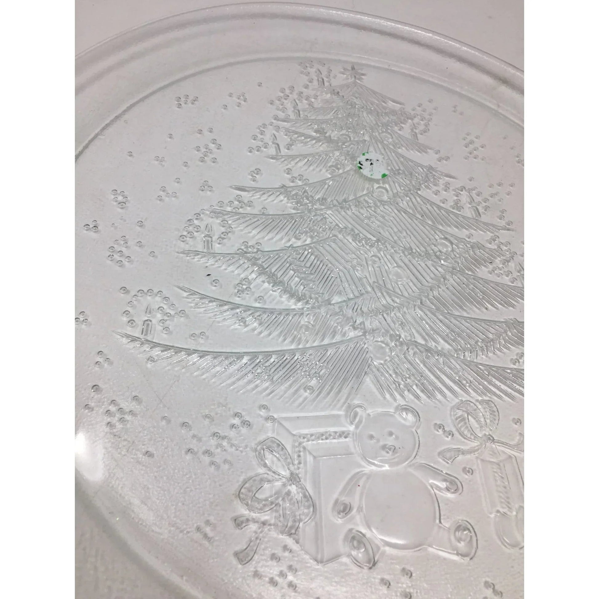 Vintage Round Clear Glass Christmas Tree Holiday Plate/Platter - A+ Stuff