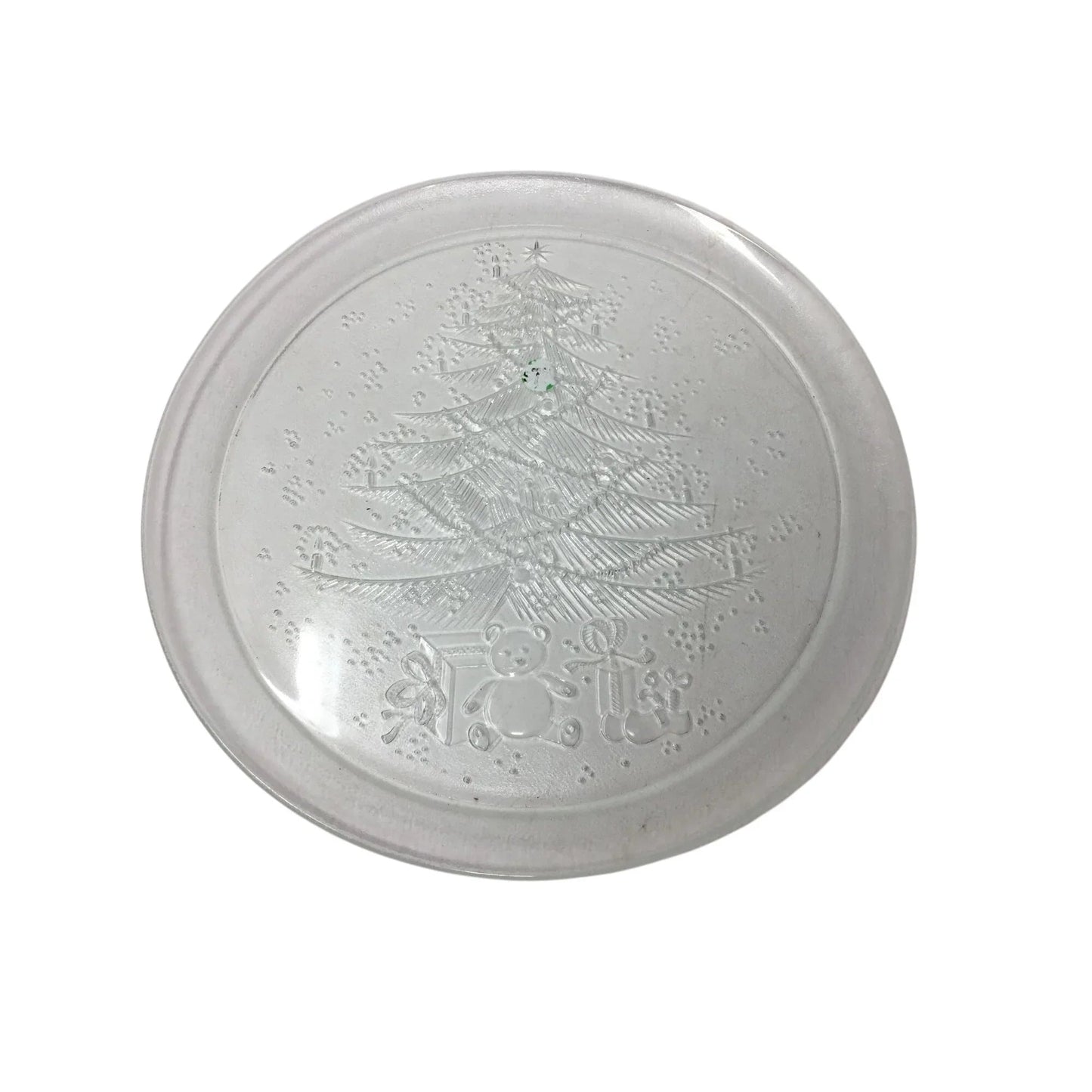 Vintage Round Clear Glass Christmas Tree Holiday Plate/Platter - A+ Stuff