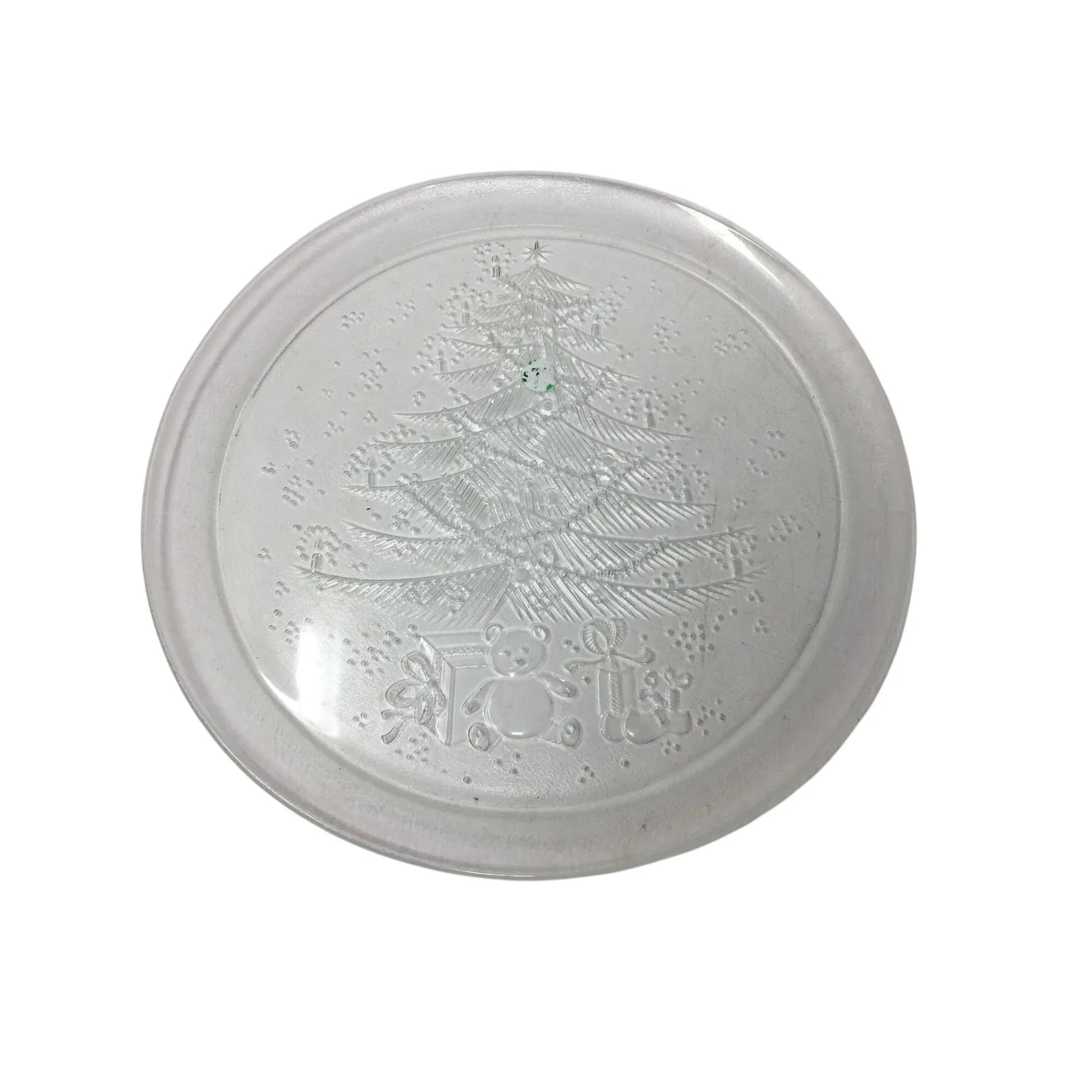 Vintage Round Clear Glass Christmas Tree Holiday Plate/Platter - A+ Stuff