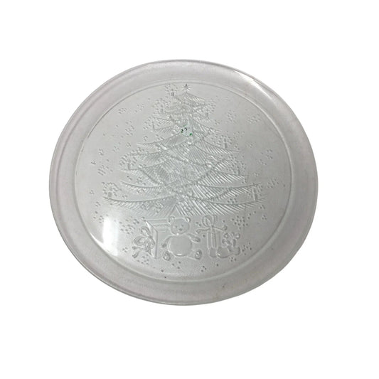 Vintage Round Clear Glass Christmas Tree Holiday Plate/Platter - A+ Stuff
