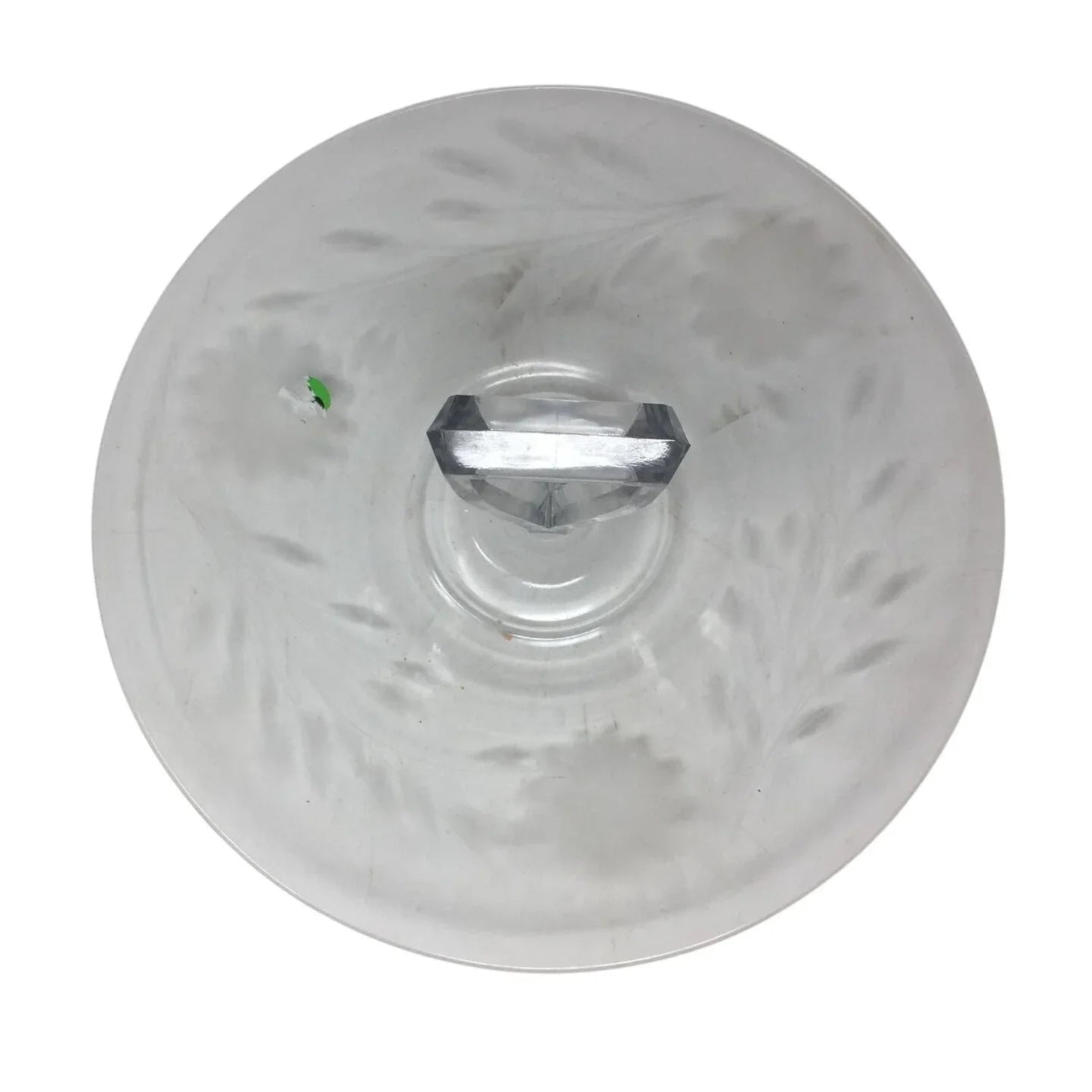 Vintage Round Clear Glass Floral Etched Plate/Platter with Center Handle - A+ Stuff - Plates - A+ Stuff