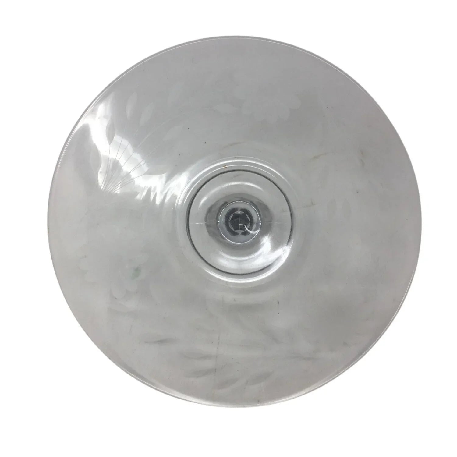 Vintage Round Clear Glass Floral Etched Plate/Platter with Center Handle - A+ Stuff - Plates - A+ Stuff
