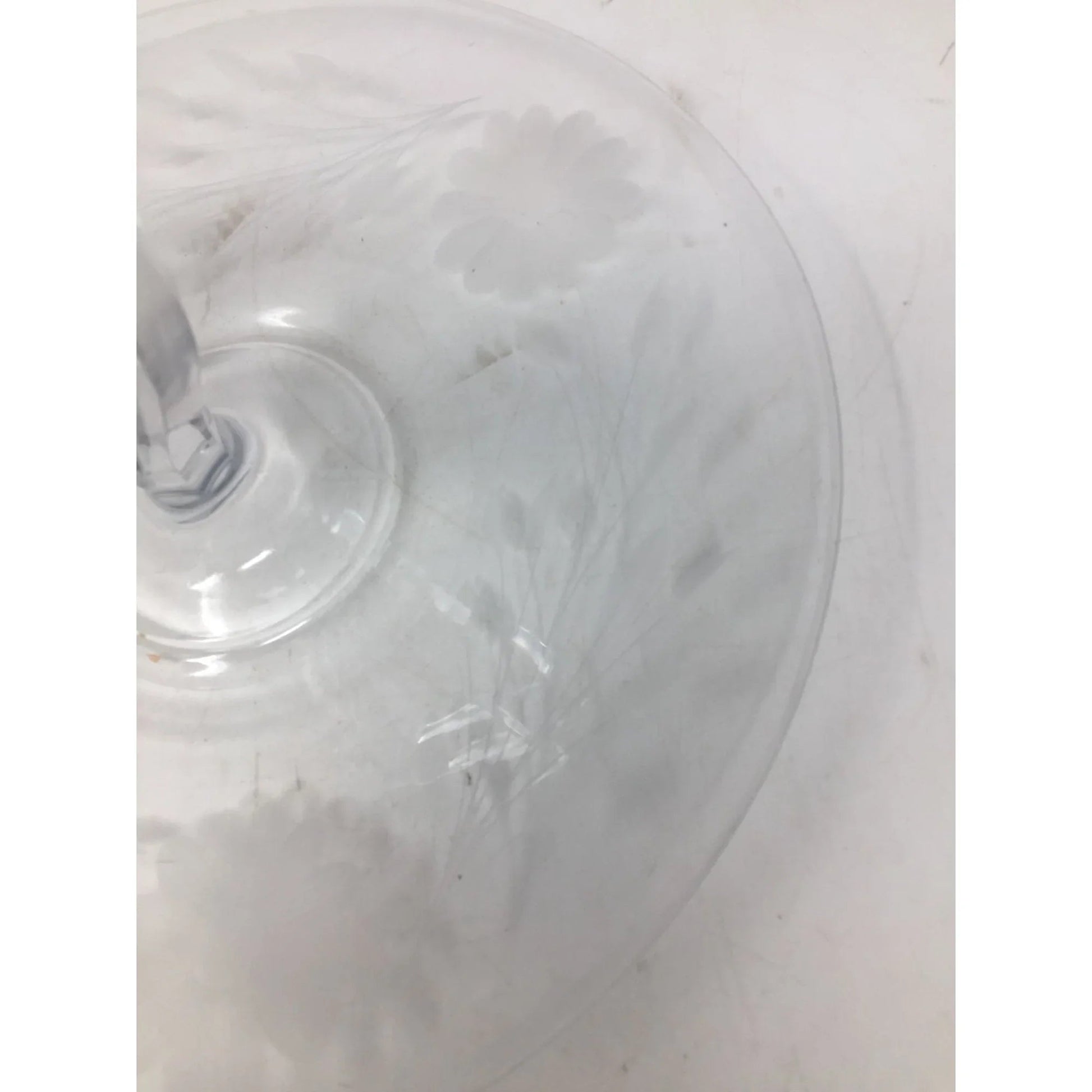 Vintage Round Clear Glass Floral Etched Plate/Platter with Center Handle - A+ Stuff - Plates - A+ Stuff