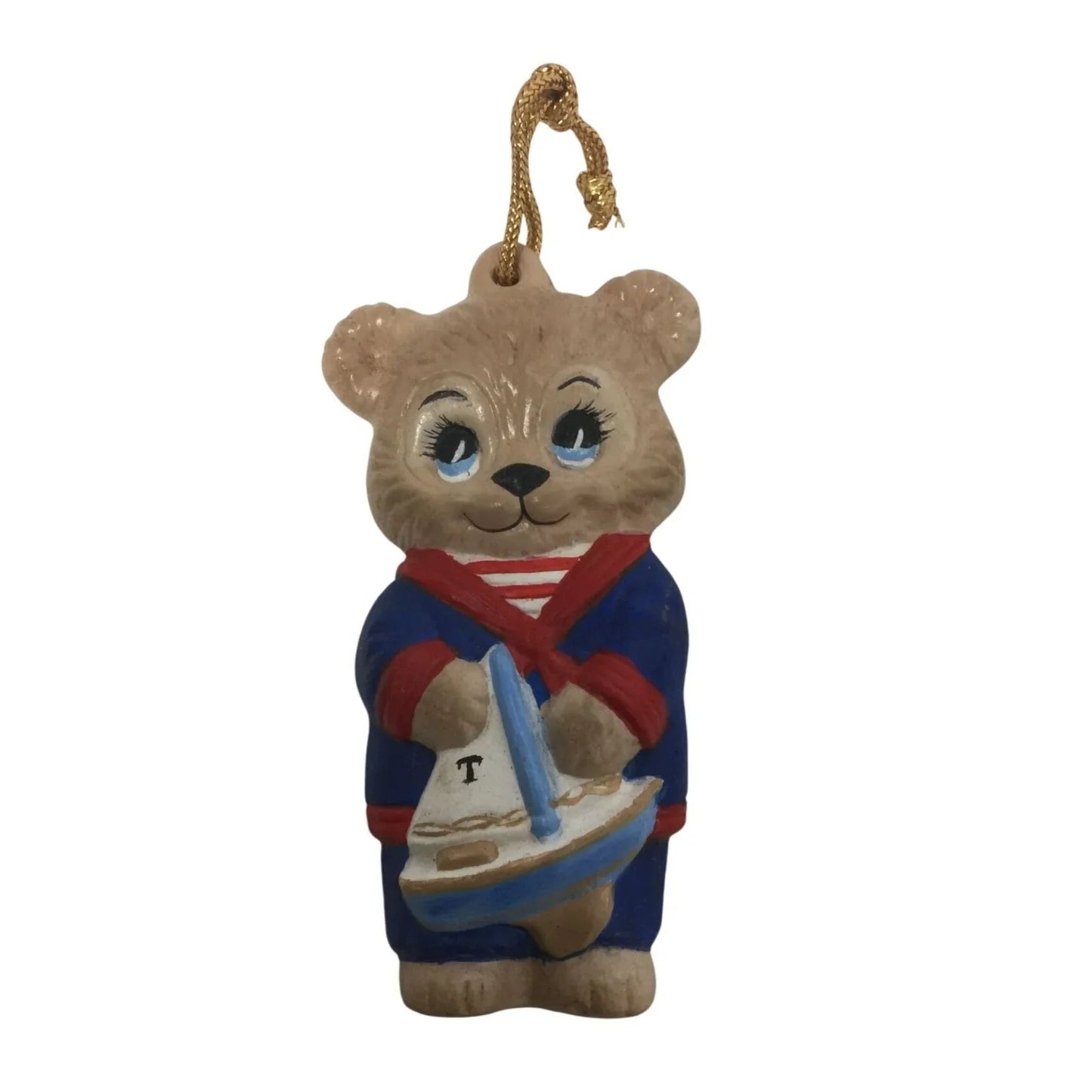 Vintage Sailor Bear holding a Boat Christmas Ornament - about 3.5'' tall - A+ Stuff - Holiday Ornaments - A+ Stuff