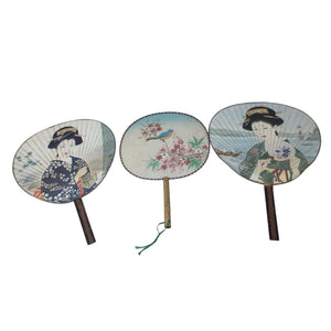 Vintage Set of 3 Chinese/Japanese Round Hand Fans