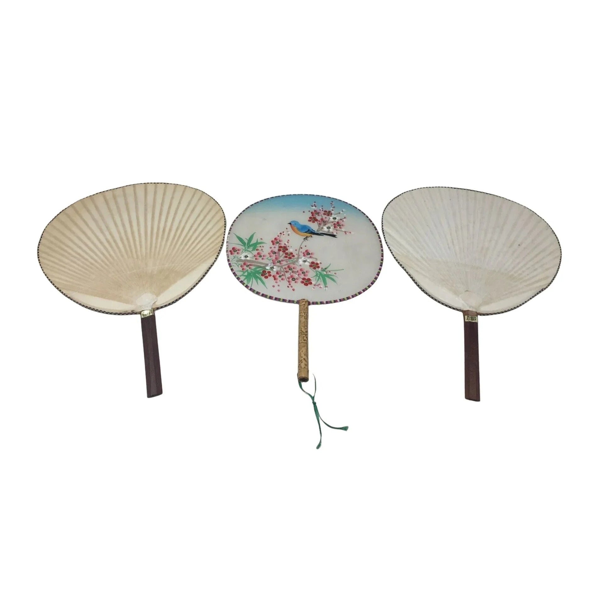 Vintage Set of 3 Chinese/Japanese Round Hand Fans - A+ Stuff - Collectibles - A+ Stuff