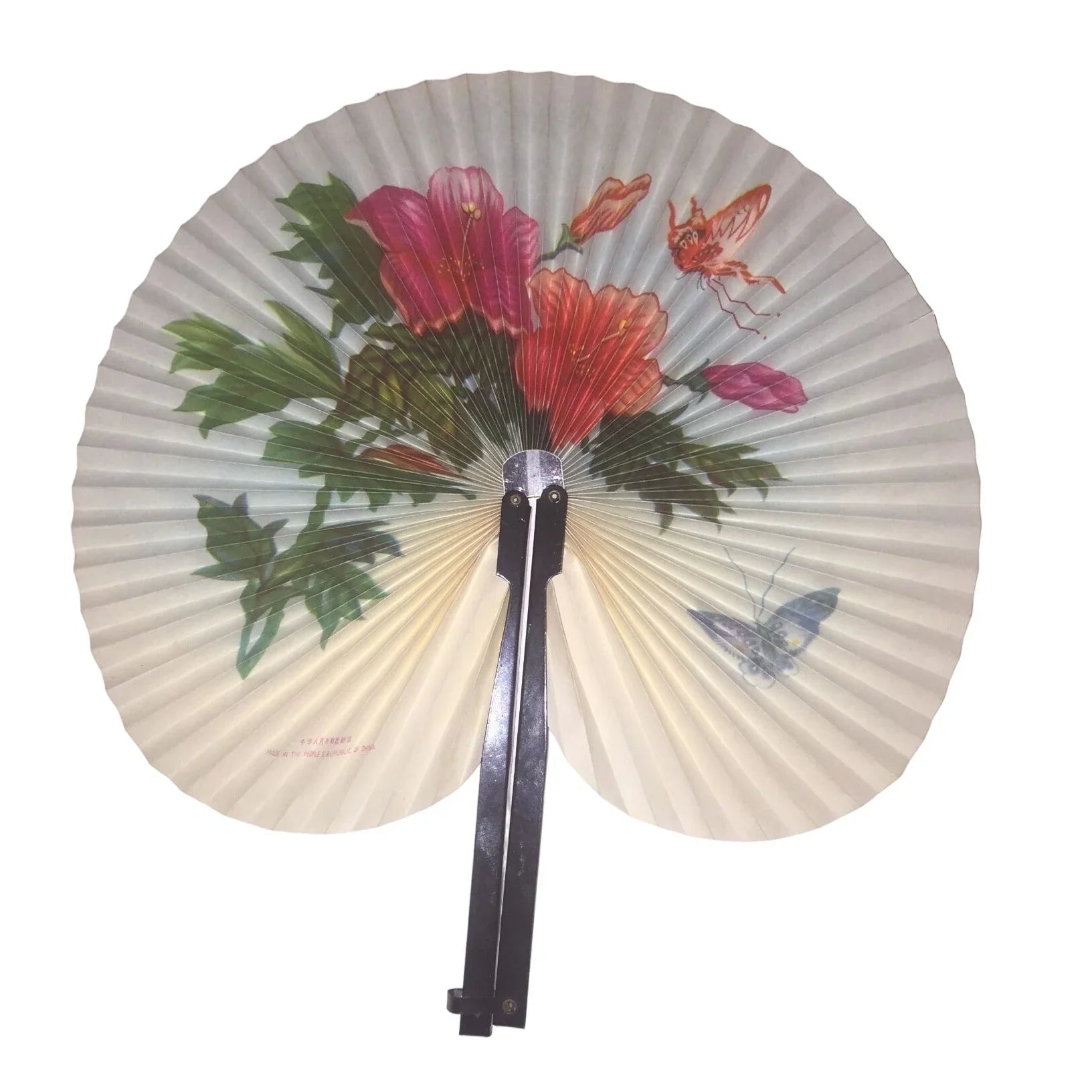 Vintage Shanghai Chinese Folding Paper Hand Fan with Flowers and Butterflies - A+ Stuff - Collectibles - A+ Stuff