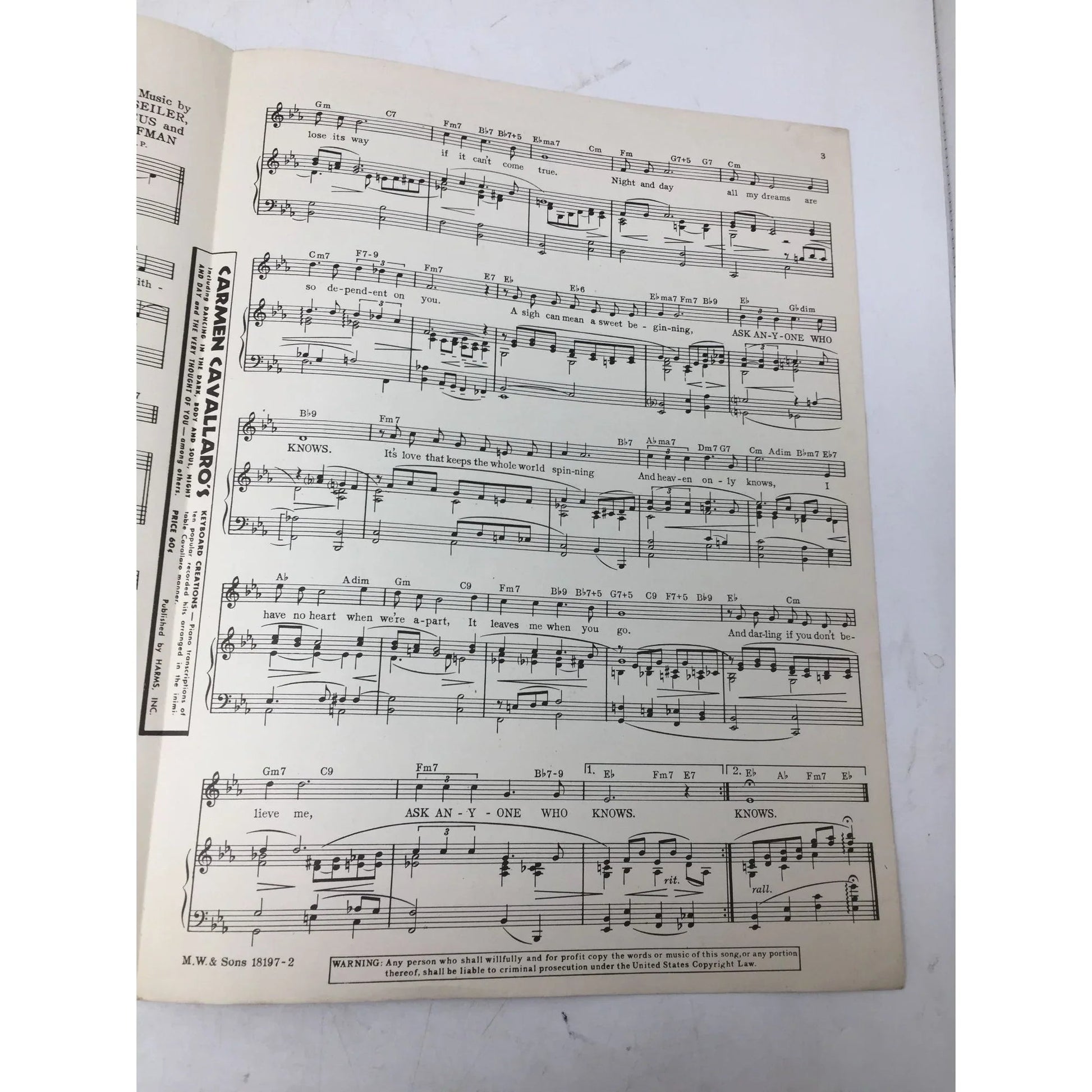Vintage Sheet Music 1947 ''Ask Anyone Who Knows'' - A+ Stuff - sheet music - A+ Stuff