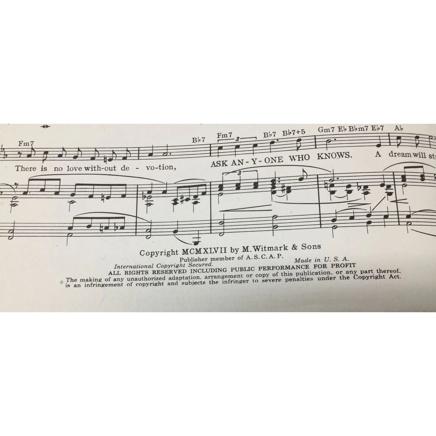 Vintage Sheet Music 1947 ''Ask Anyone Who Knows'' - A+ Stuff - sheet music - A+ Stuff