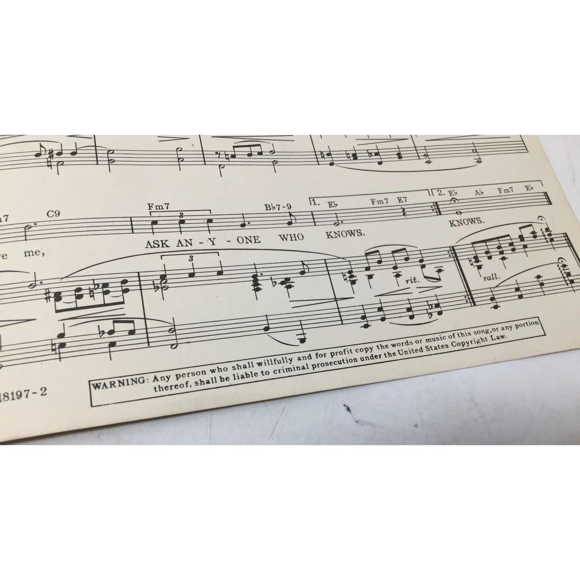 Vintage Sheet Music 1947 ''Ask Anyone Who Knows'' - A+ Stuff - sheet music - A+ Stuff