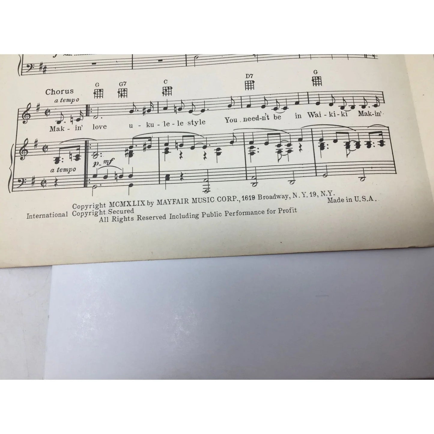 Vintage Sheet Music 1949 ''Makin' Love Ukulele Style'' - A+ Stuff - SHEET MUSIC - A+ Stuff