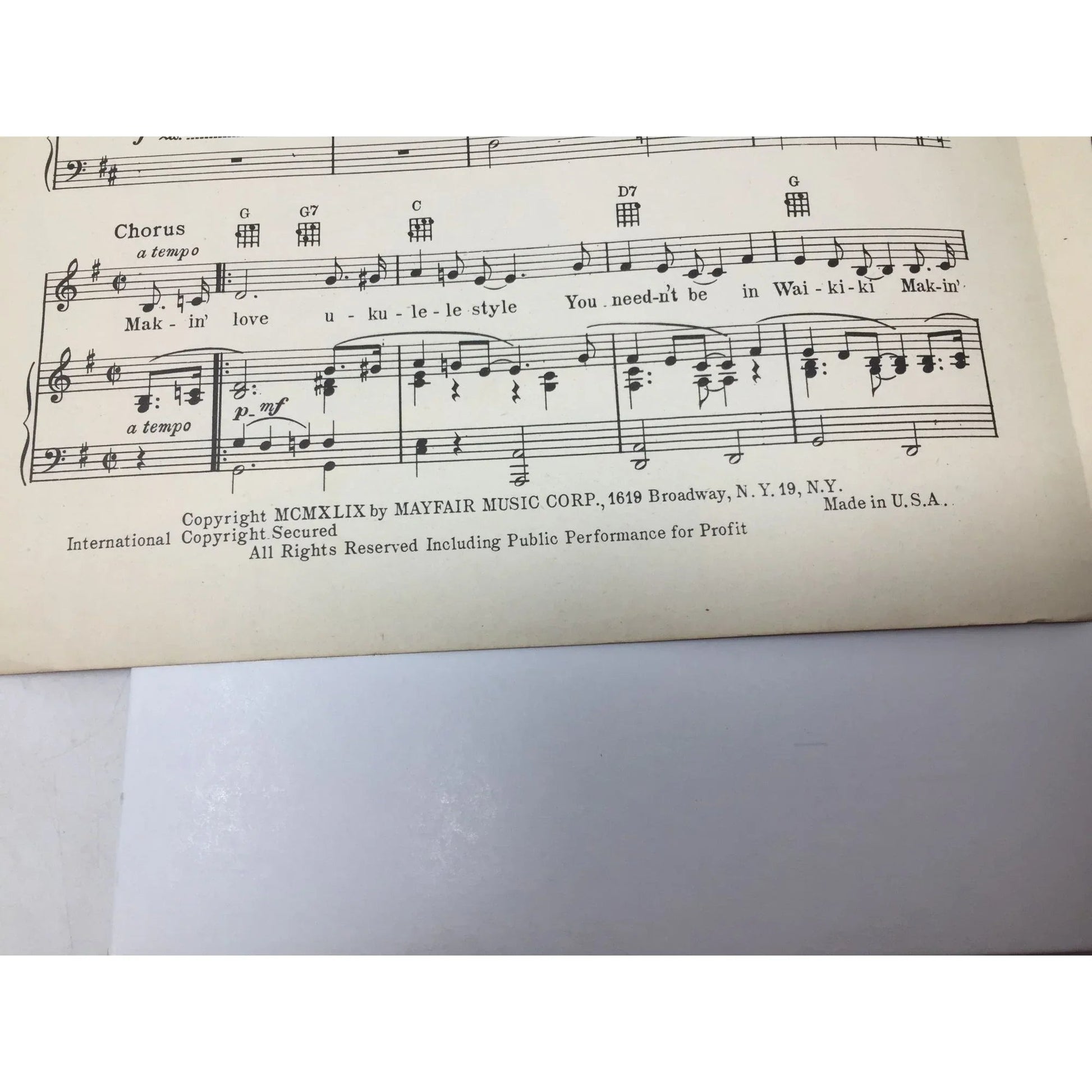 Vintage Sheet Music 1949 ''Makin' Love Ukulele Style'' - A+ Stuff - SHEET MUSIC - A+ Stuff