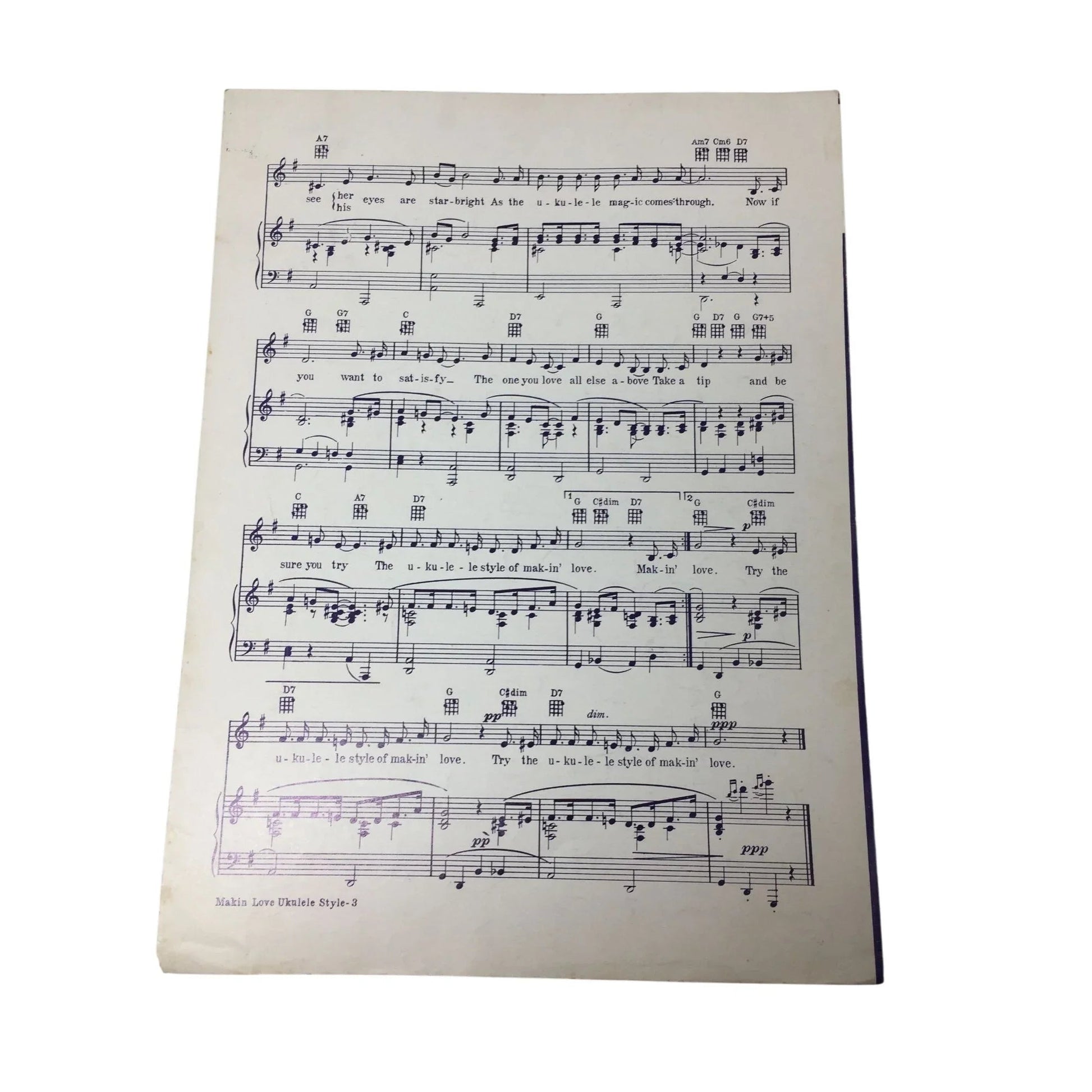Vintage Sheet Music 1949 ''Makin' Love Ukulele Style'' - A+ Stuff - SHEET MUSIC - A+ Stuff