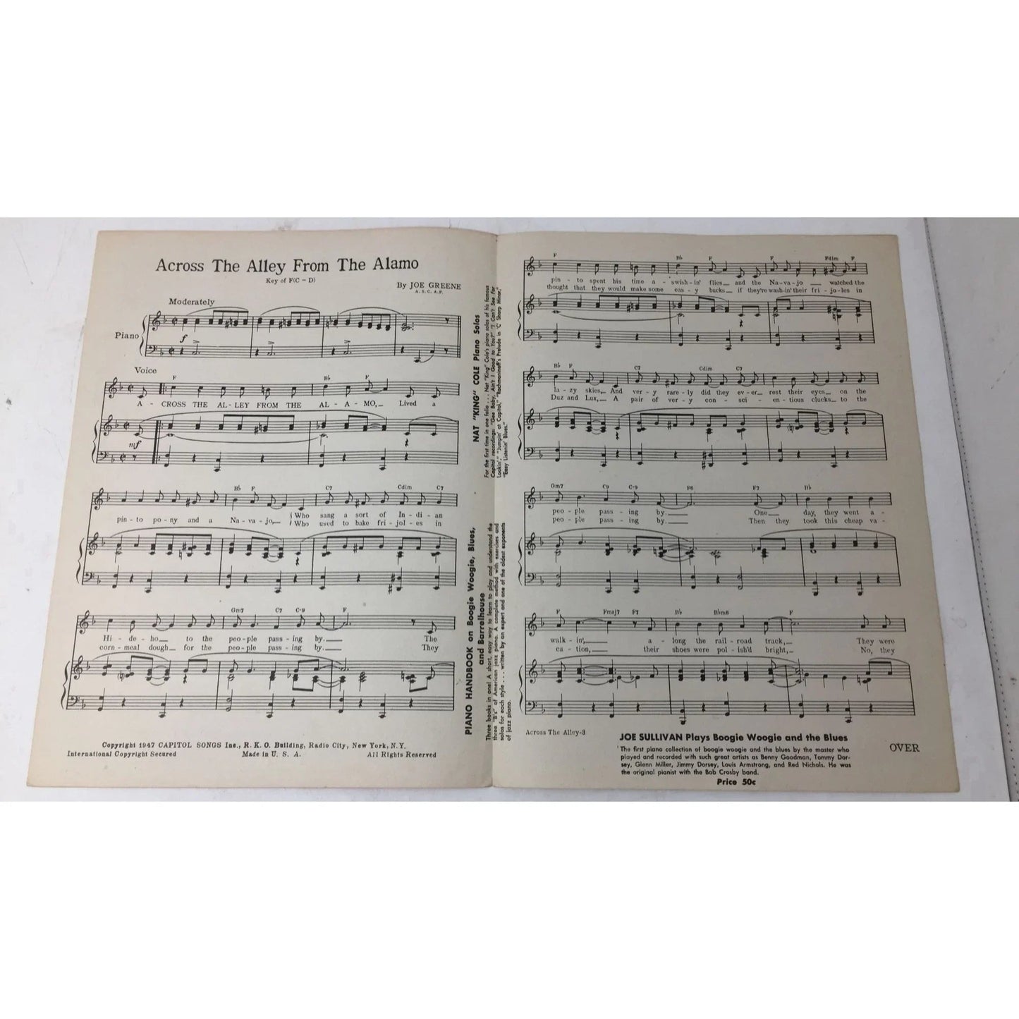 Vintage Sheet Music - ACROSS THE ALLEY FROM THE ALAMO - A+ Stuff - sheet music - A+ Stuff