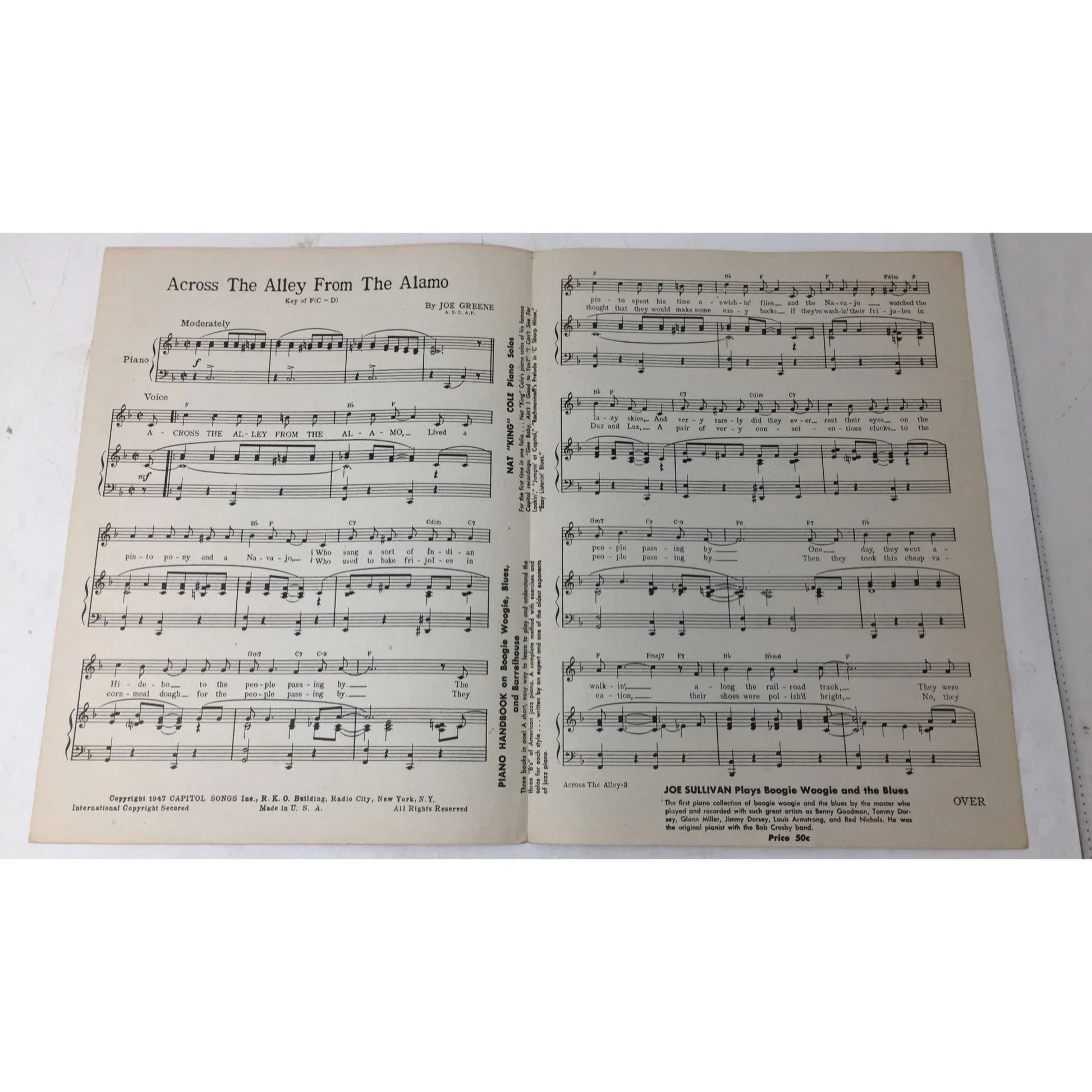 Vintage Sheet Music - ACROSS THE ALLEY FROM THE ALAMO - A+ Stuff - sheet music - A+ Stuff