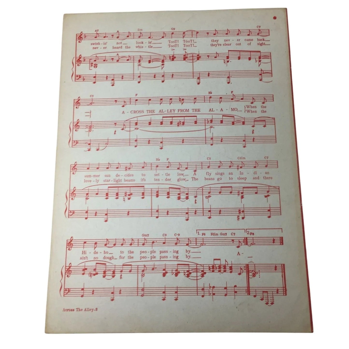 Vintage Sheet Music - ACROSS THE ALLEY FROM THE ALAMO - A+ Stuff - sheet music - A+ Stuff