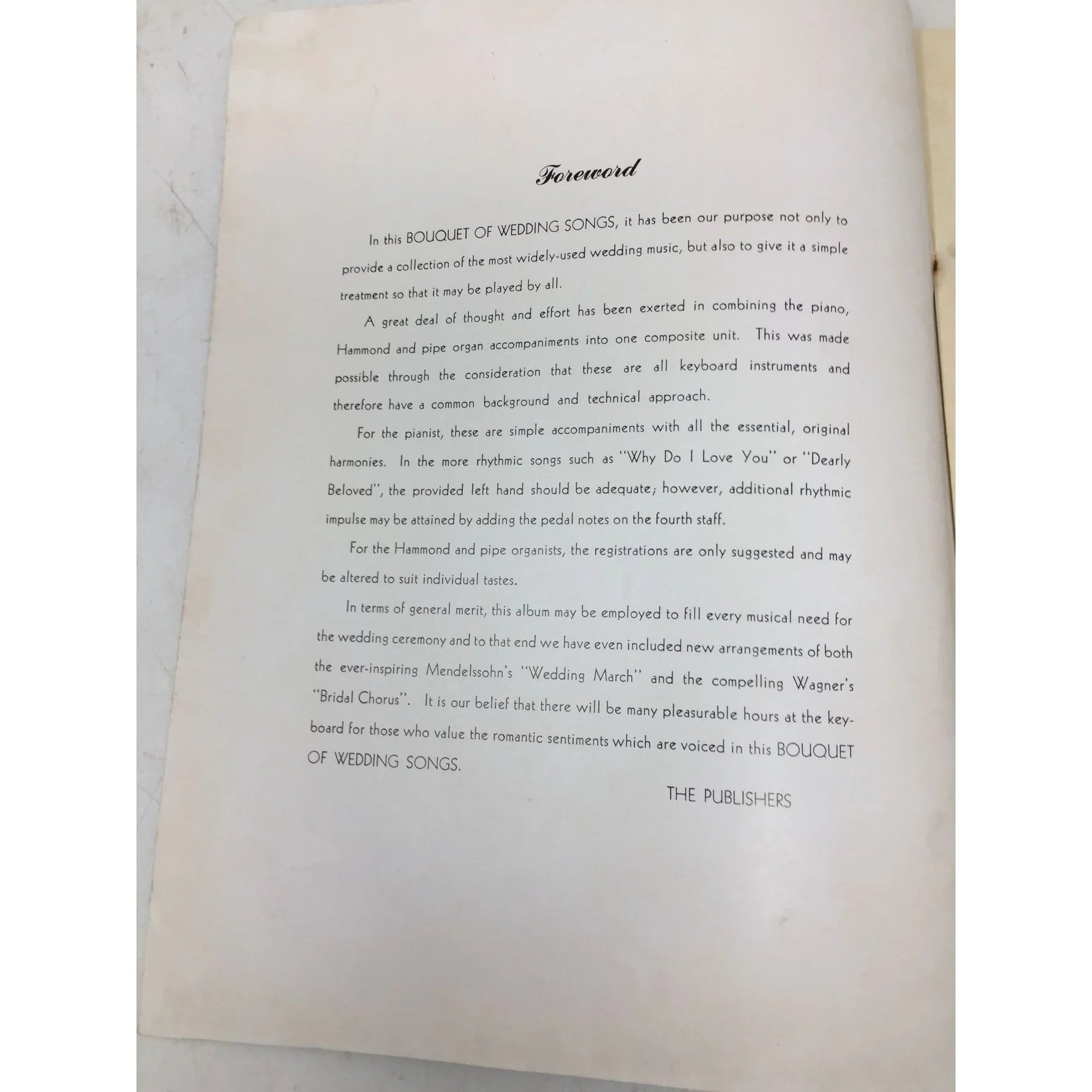 Vintage Sheet Music Book: ''A Bouquet Of Wedding Songs'' - A+ Stuff - sheet music - A+ Stuff