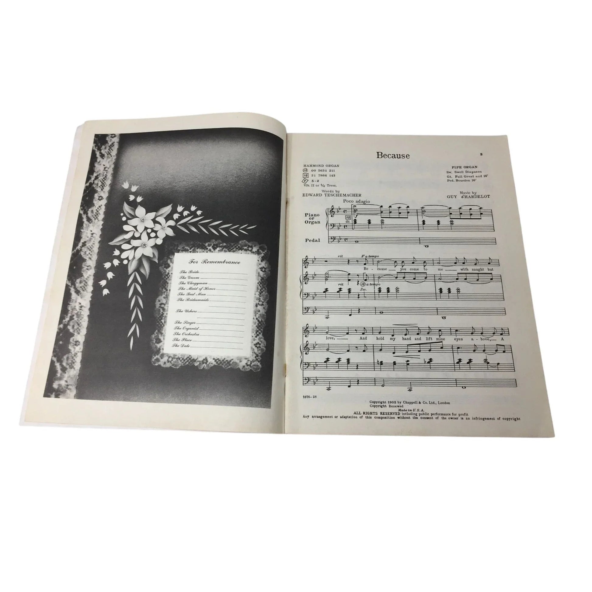 Vintage Sheet Music Book: ''A Bouquet Of Wedding Songs'' - A+ Stuff - sheet music - A+ Stuff