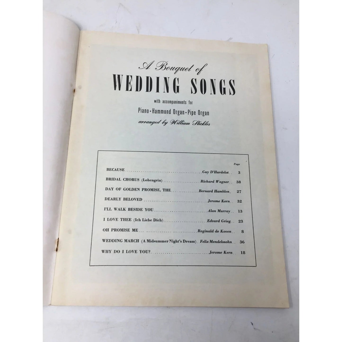 Vintage Sheet Music Book: ''A Bouquet Of Wedding Songs'' - A+ Stuff - sheet music - A+ Stuff