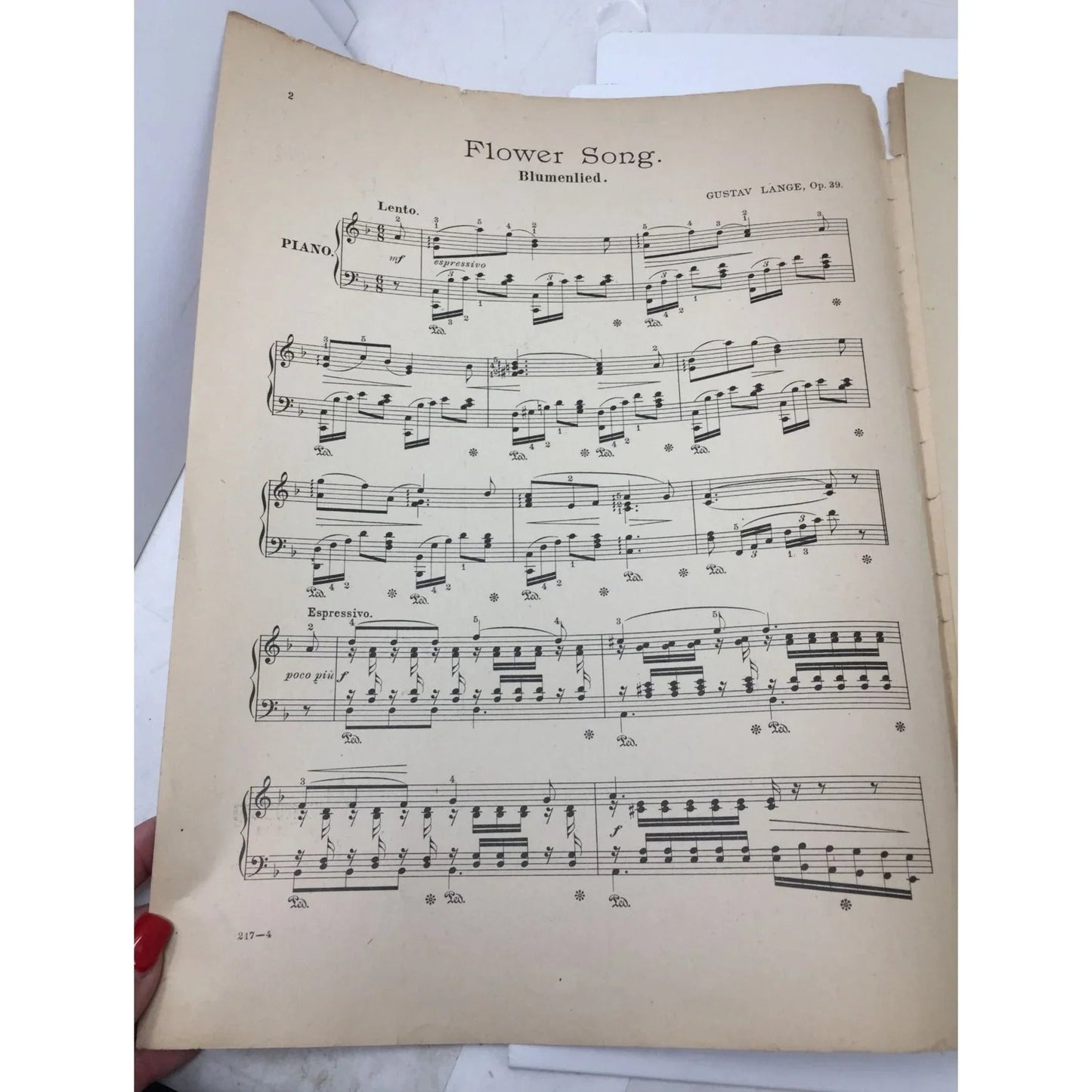 Vintage Sheet Music Book - ''Flower song'' by Gustave Lange - A+ Stuff - SHEET MUSIC - A+ Stuff