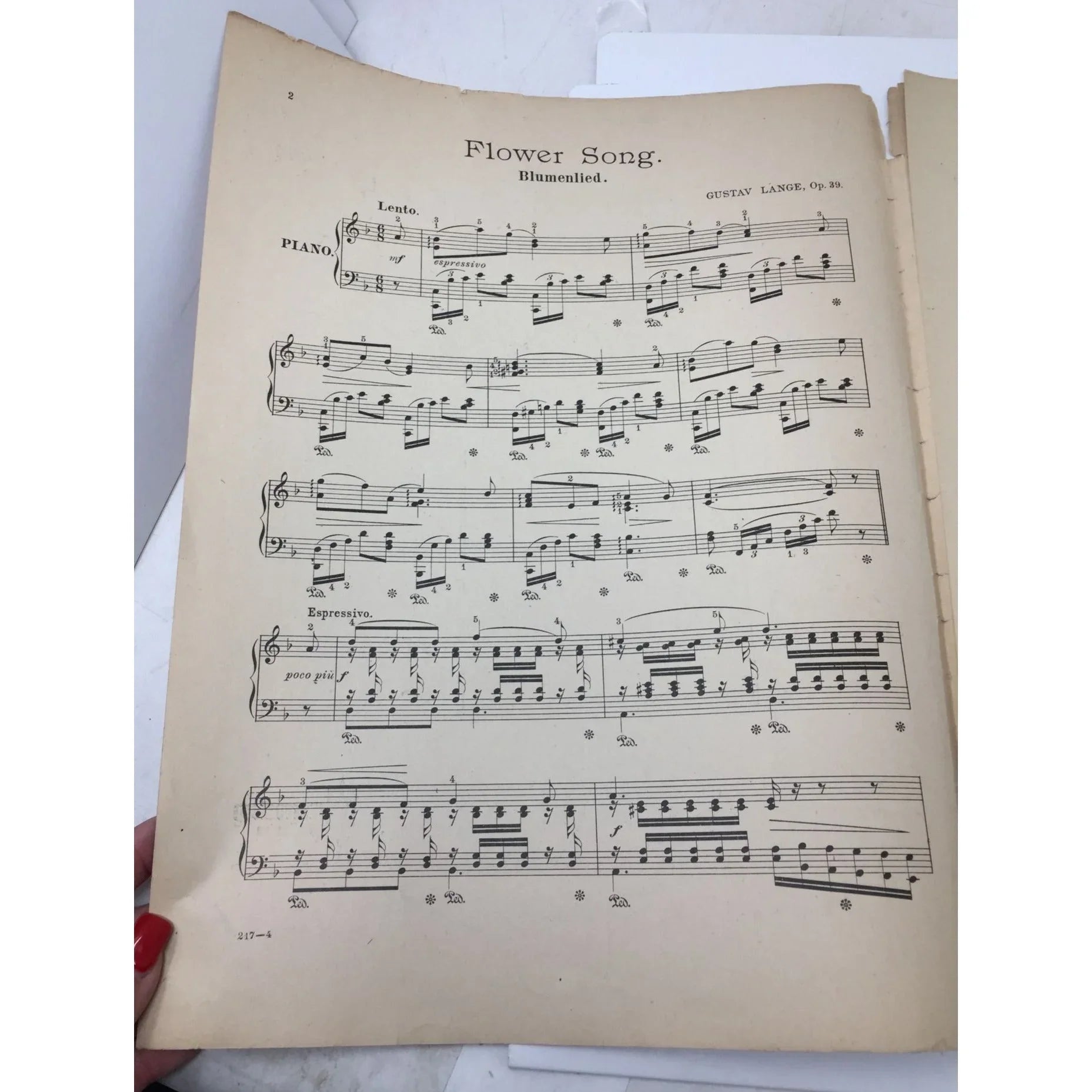 Vintage Sheet Music Book - ''Flower song'' by Gustave Lange - A+ Stuff - SHEET MUSIC - A+ Stuff