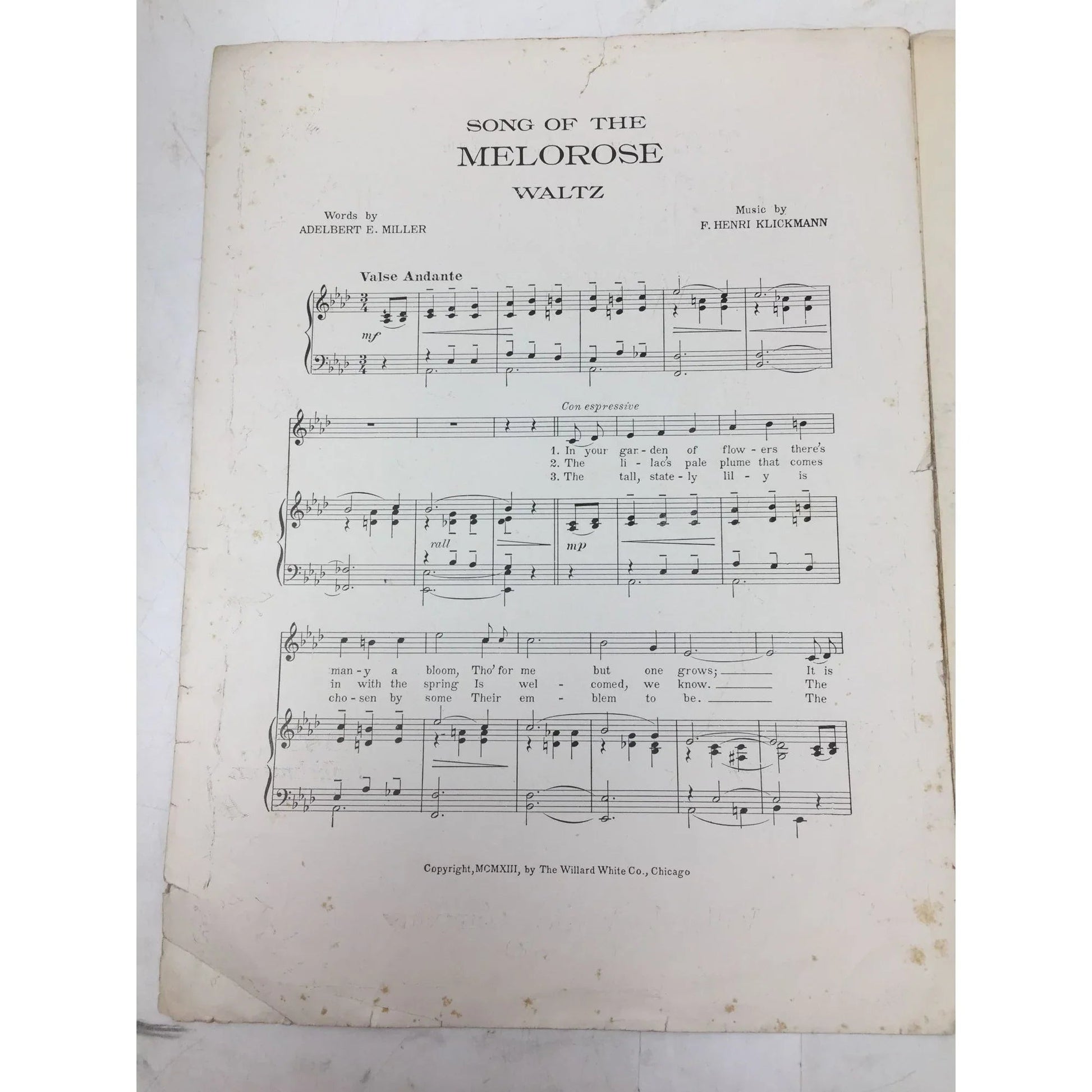 Vintage Sheet Music Book - ''The Song of the Melorose Waltz'' - A+ Stuff - sheet music - A+ Stuff