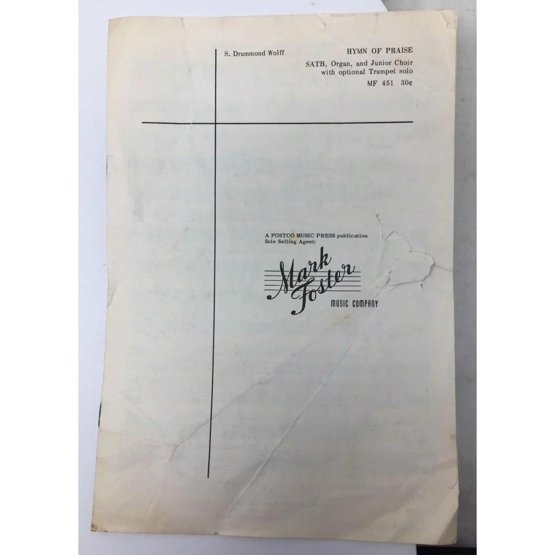 Vintage sheet music for "Hymn of Praise" by S. Drummond Wolff - A+ Stuff - SHEET MUSIC - A+ Stuff