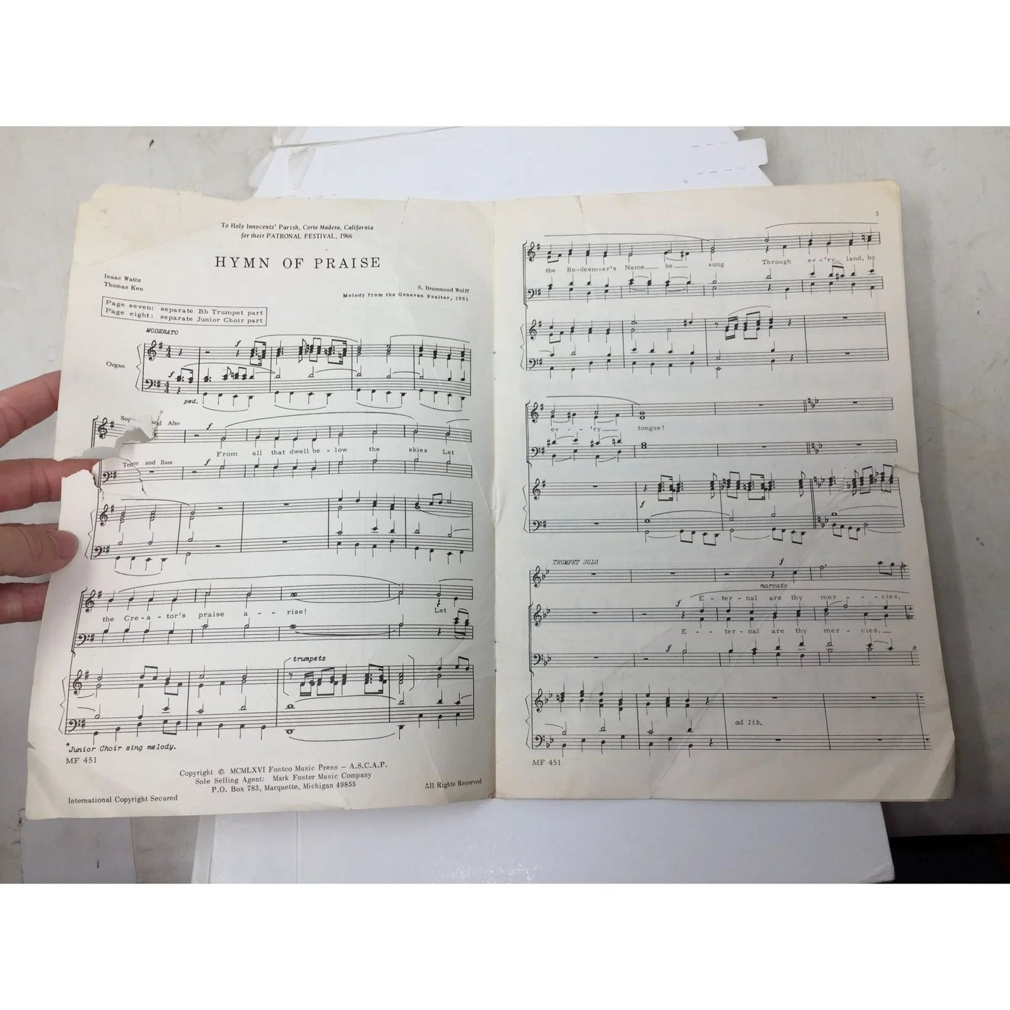 Vintage sheet music for "Hymn of Praise" by S. Drummond Wolff - A+ Stuff - SHEET MUSIC - A+ Stuff