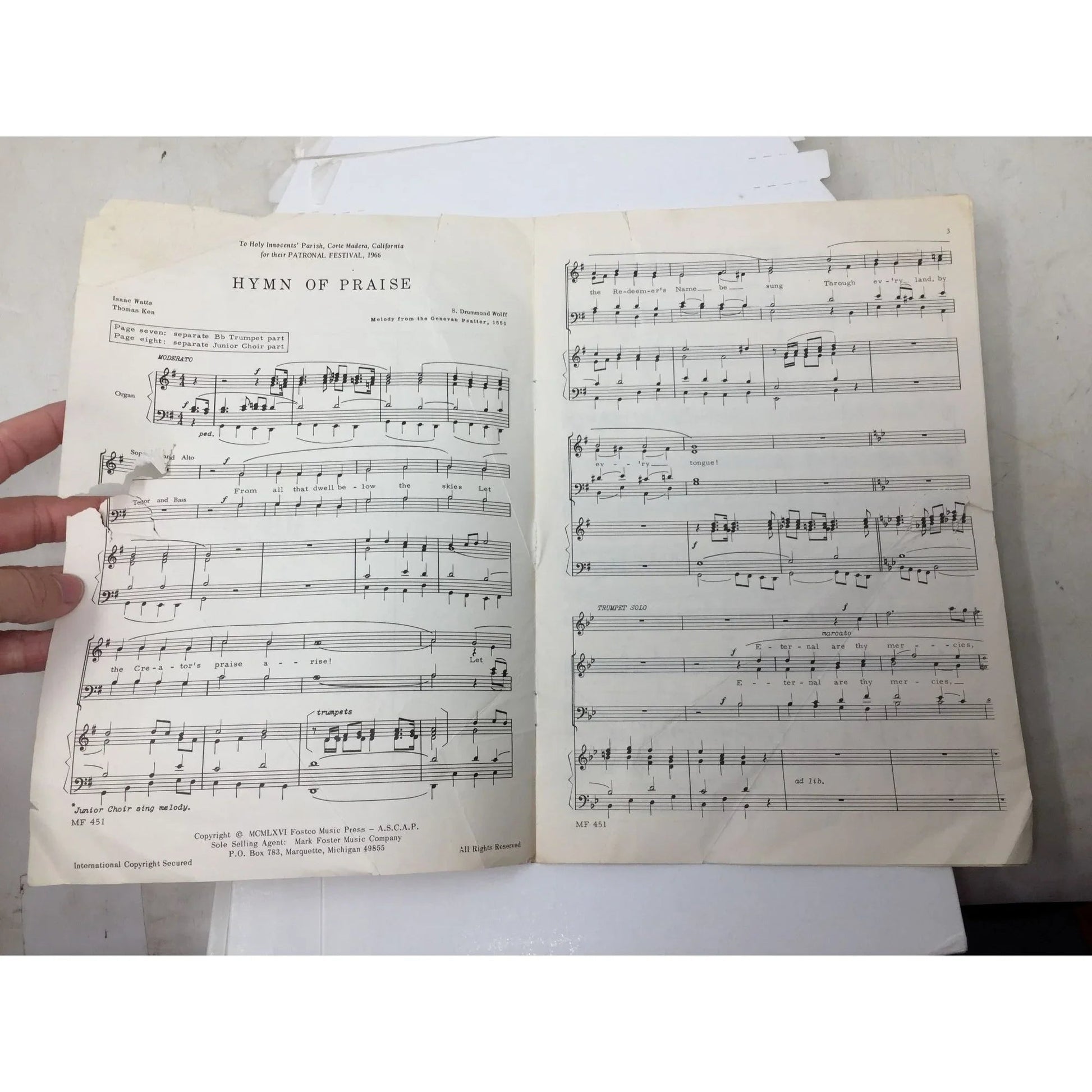 Vintage sheet music for "Hymn of Praise" by S. Drummond Wolff - A+ Stuff - SHEET MUSIC - A+ Stuff